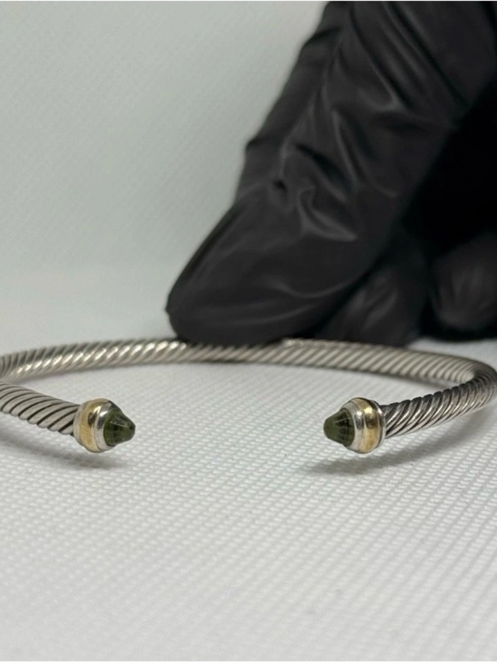 David Yurman Cable Classic 4mm Peridot 14k Gold Sterling Bracelet M READ - Picture 12 of 16